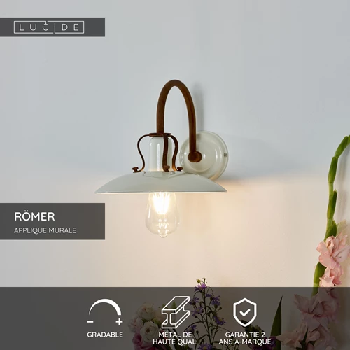 Lucide RÖMER - Applique murale - 1xE27 - Crème - USP